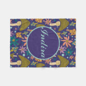 Personalisiertes Retro-Pilz Lila Holz Fleecedecke (Vorderseite (Horizontal))