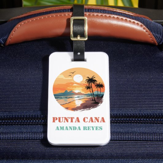 Personalisiertes Retro Punta Cana Gepäckanhänger (Vorderseite Insitu 2)