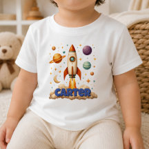 Personalisiertes Retro-Raketen-Kinder-T-Shirt