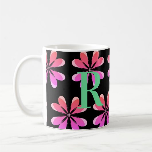 Personalisiertes Retro-Retro-Schwarz Kaffeetasse (Links)
