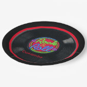 Personalisiertes Retro Rock-and-Rollvinyl Pappteller (Schrägansicht)