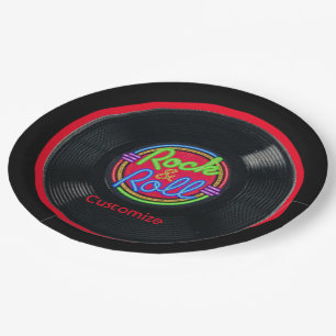 Personalisiertes Retro Rock-and-Rollvinyl Pappteller