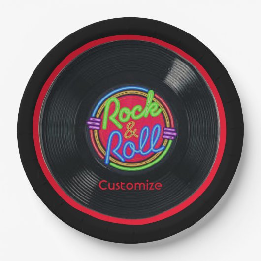Personalisiertes Retro Rock-and-Rollvinyl Pappteller (Vorderseite)