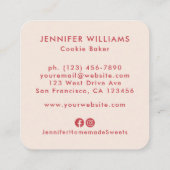 Personalisiertes Retro-Rosa Streifen-Bäckerlogo Quadratische Visitenkarte (Rückseite)