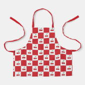 Personalisiertes Retro-Rotkirsch- und Gingham-Karo Schürze (Vorderseite)