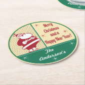 Personalisiertes Retro Sankt-Weihnachten Runder Pappuntersetzer (Angewinkelt)