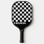 Personalisiertes Retro-Schwarz-Weiß-Pickleball-Pad Pickleball Schläger (Rückseite)