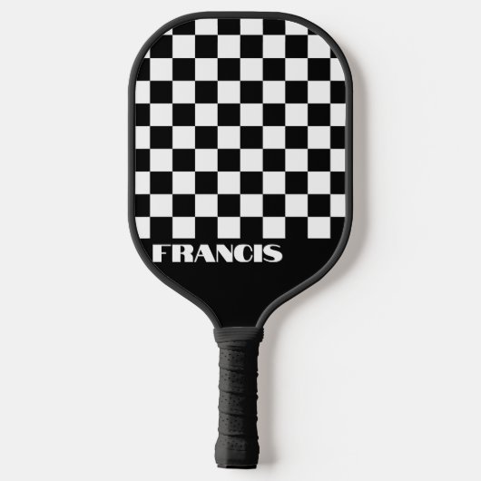 Personalisiertes Retro-Schwarz-Weiß-Pickleball-Pad Pickleball Schläger (Rückseite)