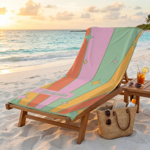 Personalisiertes Retro-Strandtuch mit Namen - Grün Strandtuch