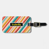 Personalisiertes Retro-Streifen beidseitig Gepäckanhänger (Vorderseite horizontal)