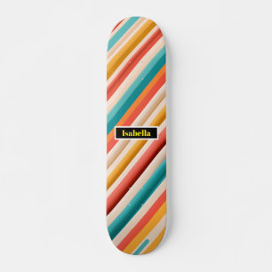 Personalisiertes Retro-Strip-Skateboard   Bunt Skateboard