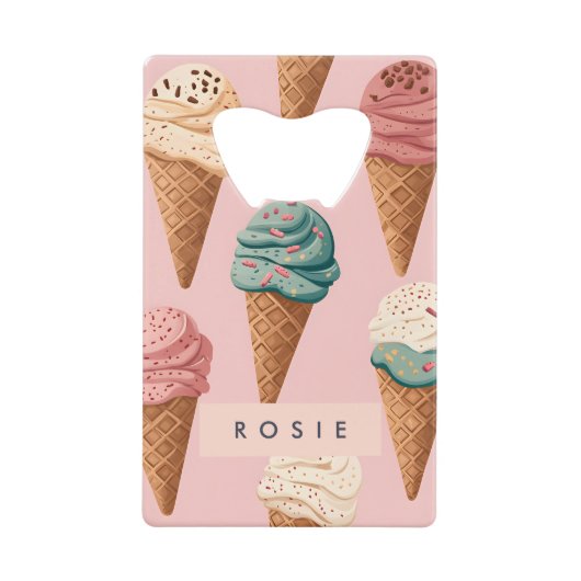 Personalisiertes Retro Vintag Ice Creme Kronmuster Geldbeutel Flaschenöffner (Vorderseite)