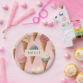 Personalisiertes Retro Vintag Ice Creme Kronmuster Pappteller (Party)