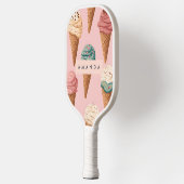 Personalisiertes Retro Vintag Ice Creme Kronmuster Pickleball Schläger (Links)