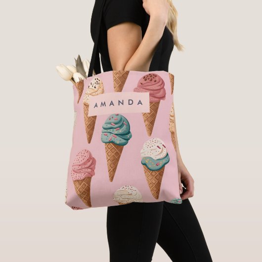 Personalisiertes Retro Vintag Ice Creme Kronmuster Tasche (Von Nahem)