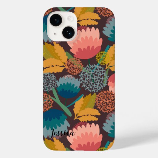 Personalisiertes Retro, Vintage Blume Case-Mate iPhone Hülle (Rückseite)