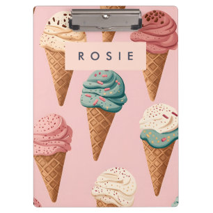 Personalisiertes Retro-Vintage-Eiscreme-Kegel-Must Klemmbrett