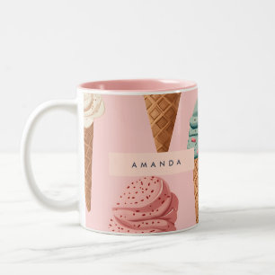Personalisiertes Retro-Vintage-Eiscreme-Kegel-Must Zweifarbige Tasse