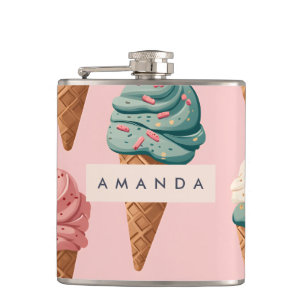 Personalisiertes Retro-Vintage-Muster für Eistüten Flachmann