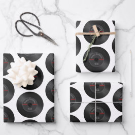 Personalisiertes Retro Vinyl Record Wrapping Paper Geschenkpapier Set