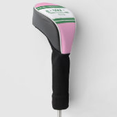 Personalisiertes Retrogeschenk in Rosa und Grün ge Golf Headcover (angewinkelt)
