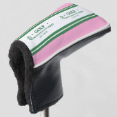 Personalisiertes Retrogeschenk in Rosa und Grün ge Golf Headcover (3/4 Vorderseite)