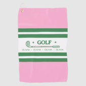 Personalisiertes Retrogeschenk in Rosa und Grün ge Golfhandtuch (Vorderseite)