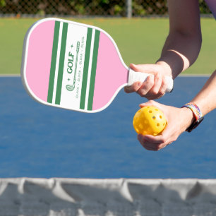 Personalisiertes Retrogeschenk in Rosa und Grün ge Pickleball Schläger