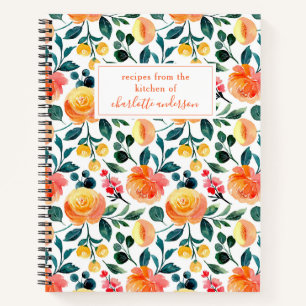 Personalisiertes Rezept Florales Heimkoch Essen Ob Notizblock