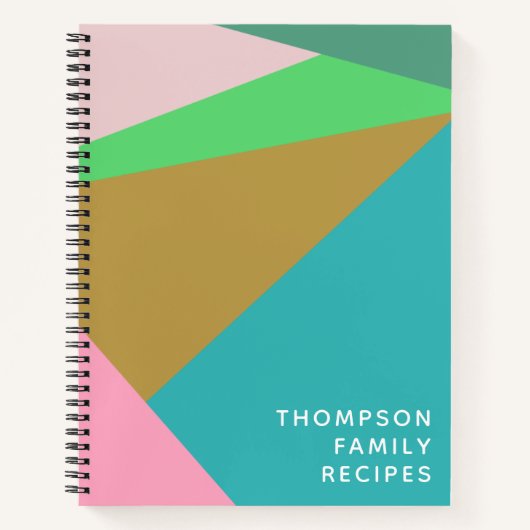 Personalisiertes Rezept für geometrisches Farbbloc Notizblock (Vorderseite)