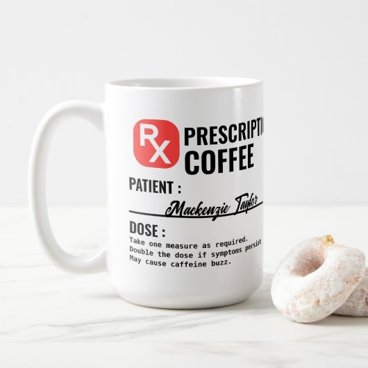 Personalisiertes Rezept Getränk Kaffeetasse (Mit Donut)