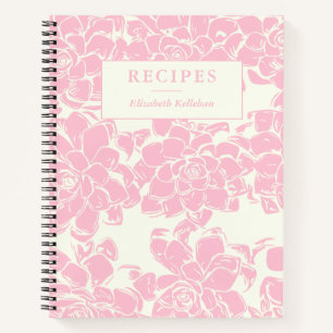 Personalisiertes Rezept im Vintage-Rosa-Blumenmust Notizblock