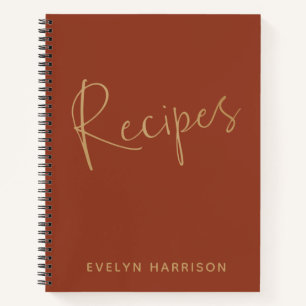 Personalisiertes Rezept Journal in Burnt Orange Go Notizblock