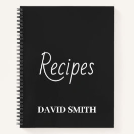 Personalisiertes Rezept-Journal in Schwarzweiß Notizblock