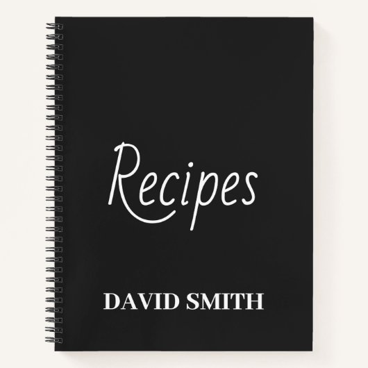 Personalisiertes Rezept-Journal in Schwarzweiß Notizblock (Vorderseite)