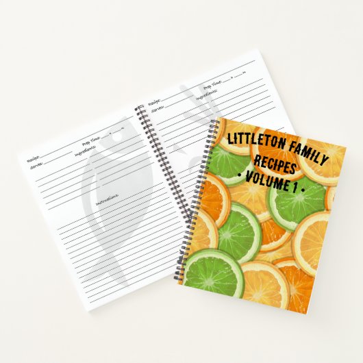 Personalisiertes Rezept | Orangefarbenes Wasser Notizblock (Innenseite)