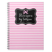 Personalisiertes Rezept | Rosa Streifen und Bogen Notizblock (Vorderseite)