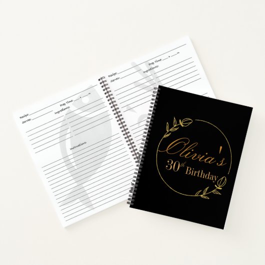 Personalisiertes Rezept Schwarz und Gold Notizblock (Innenseite)