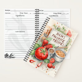 Personalisiertes Rezept Wasserfarben Illustration Notizblock