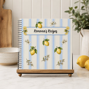 Personalisiertes Rezeptbuch mit Zitronen/Blauen St Notizblock