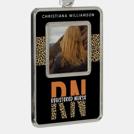 Personalisiertes RN-Foto für Krankenschwestern und Rahmen-Ornament Silber (Rechts)