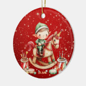 Personalisiertes Rocking Horse Unicorn Elf Childre Keramik Ornament (Links)