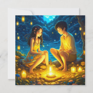 Personalisiertes romantisches Anime-Paar zum Valen Karte