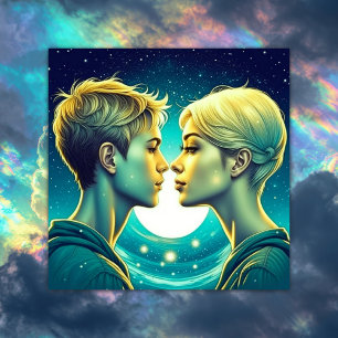 Personalisiertes romantisches Anime-Paar zum Valen Karte