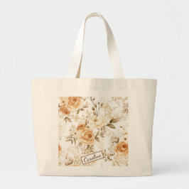 Personalisiertes romantisches Blumen-Namensdesign Jumbo Stoffbeutel