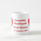 Personalisiertes romantisches Herz 16. Geburtstag Kaffeetasse (Mittel)