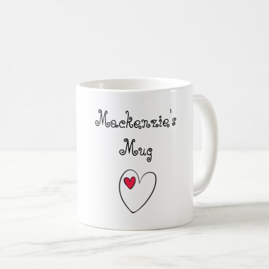 Personalisiertes romantisches Herz Kaffeetasse (VorderseiteRechts)