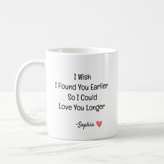 Personalisiertes romantisches Liebeszitat Kaffeetasse (Links)
