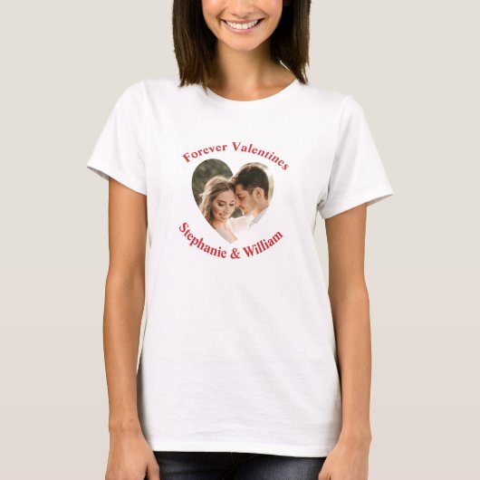 Personalisiertes romantisches Paar Foto T-Shirt (Vorderseite)