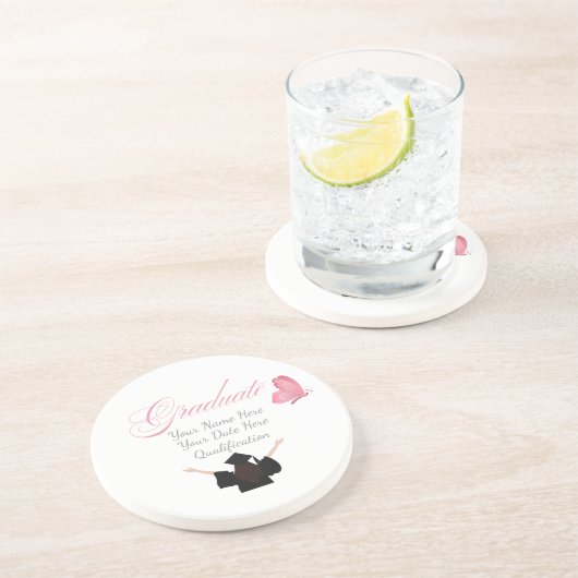 Personalisiertes rosa Abschlussgeschenk, individue Getränkeuntersetzer (Seite)